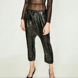 Zara Harem Black Sequin Pants